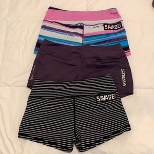 3 pairs of shorts 2 savage pairs & 1 virus pair